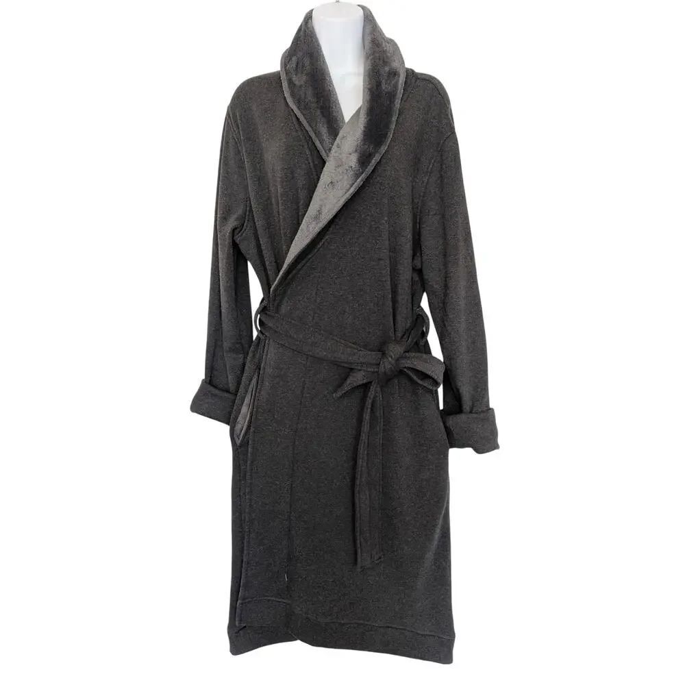 UGG Australia Women sleepwear, Grey Plush Thick Long Robe, Sz XL